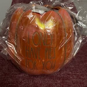 Rae Dunn “I only have pies for you” orange, iridescent pumpkin planter.